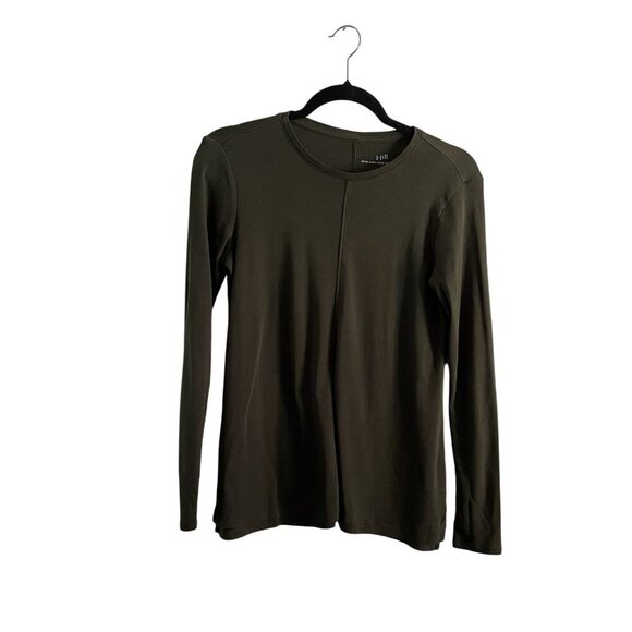 J. Jill Tops - J.Jill Women XS Olive Green Long Sleeve Pima Cotton Crew Neck High Low Tee